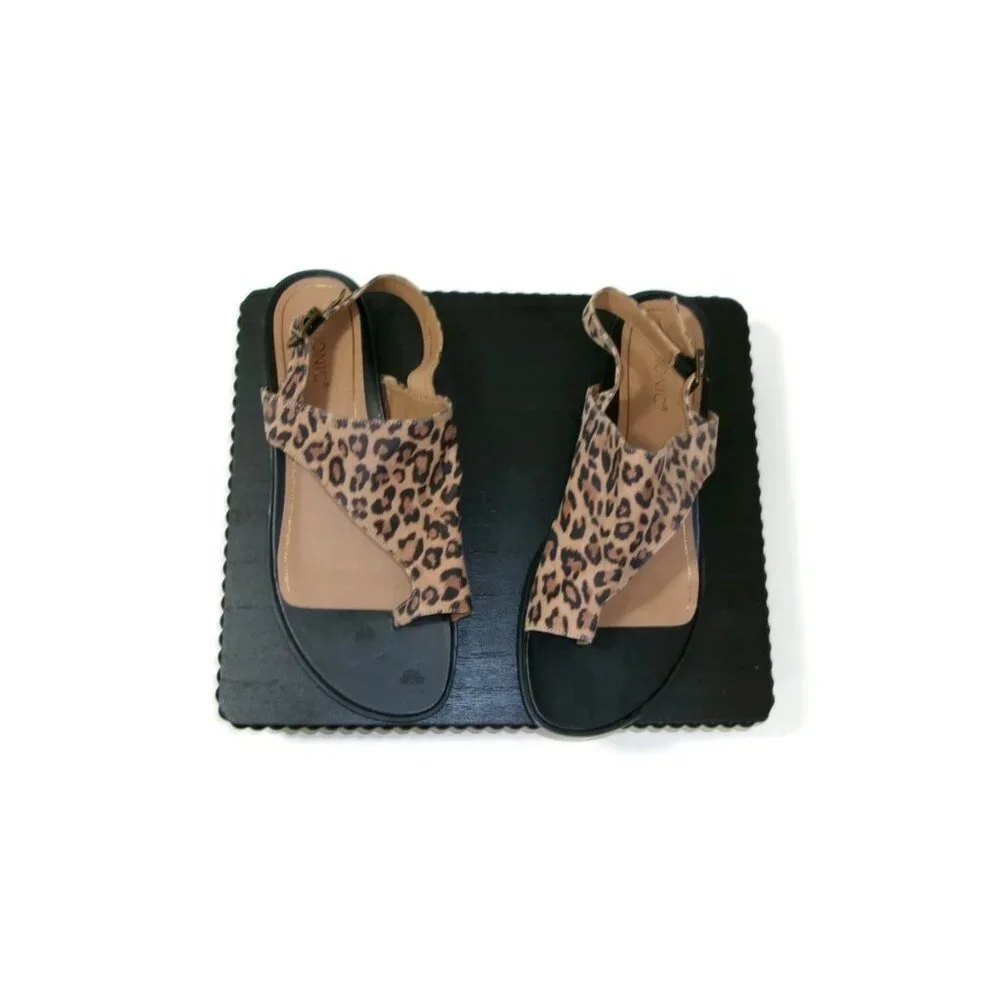 Vionice Womens Ella Toffee Leather Leopard Print Sandals Shoes Size 10 M - Picture 16 of 16